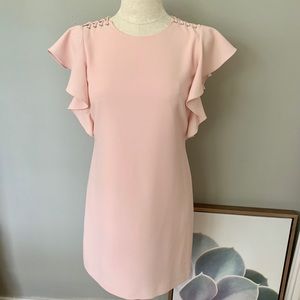 Laundry by Shelly Segal pink ruffle sleeve dress